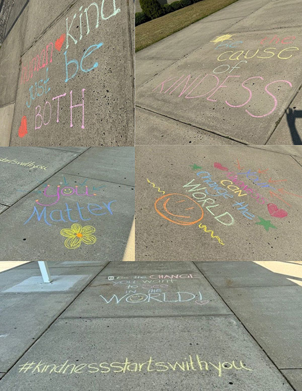 group of painted kindness chalk the walk examples